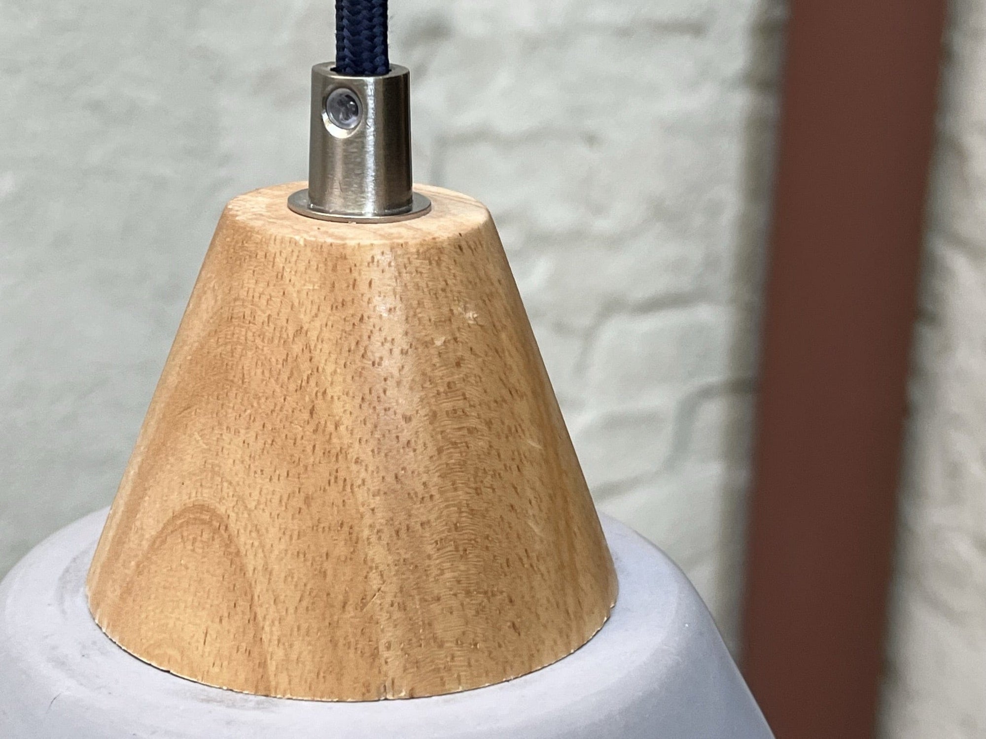 I Like Mike's Mid Century Modern pendant light Domed Concrete and Wood Hanging or Fixture Pendant Lamp - Two Available (New Unused)