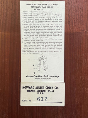I Like Mike's Mid Century Modern Pendulum wall clock Howard Miller Long Modernist Wood Pendulum Wall Clock