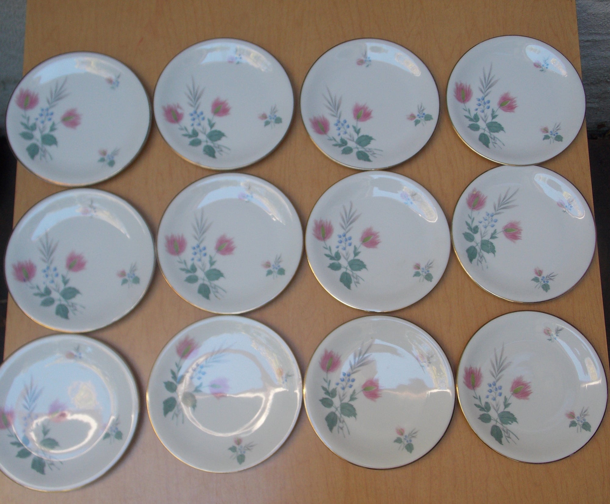 I Like Mike's Mid Century Modern Plates Mid Century Floral Dessert Plates, West Germany, Set of 12