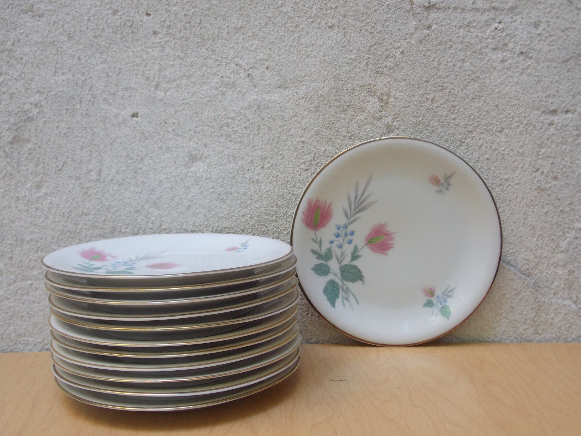 I Like Mike's Mid Century Modern Plates Mid Century Floral Dessert Plates, West Germany, Set of 12