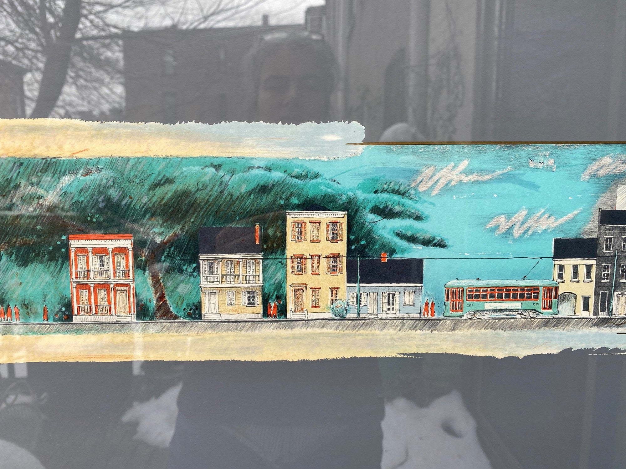 I Like Mike's Mid Century Modern Posters, Prints, & Visual Artwork "Living in New Orleans" Framed Signed Limited Edition Lithograph by Tore Wallen 1984