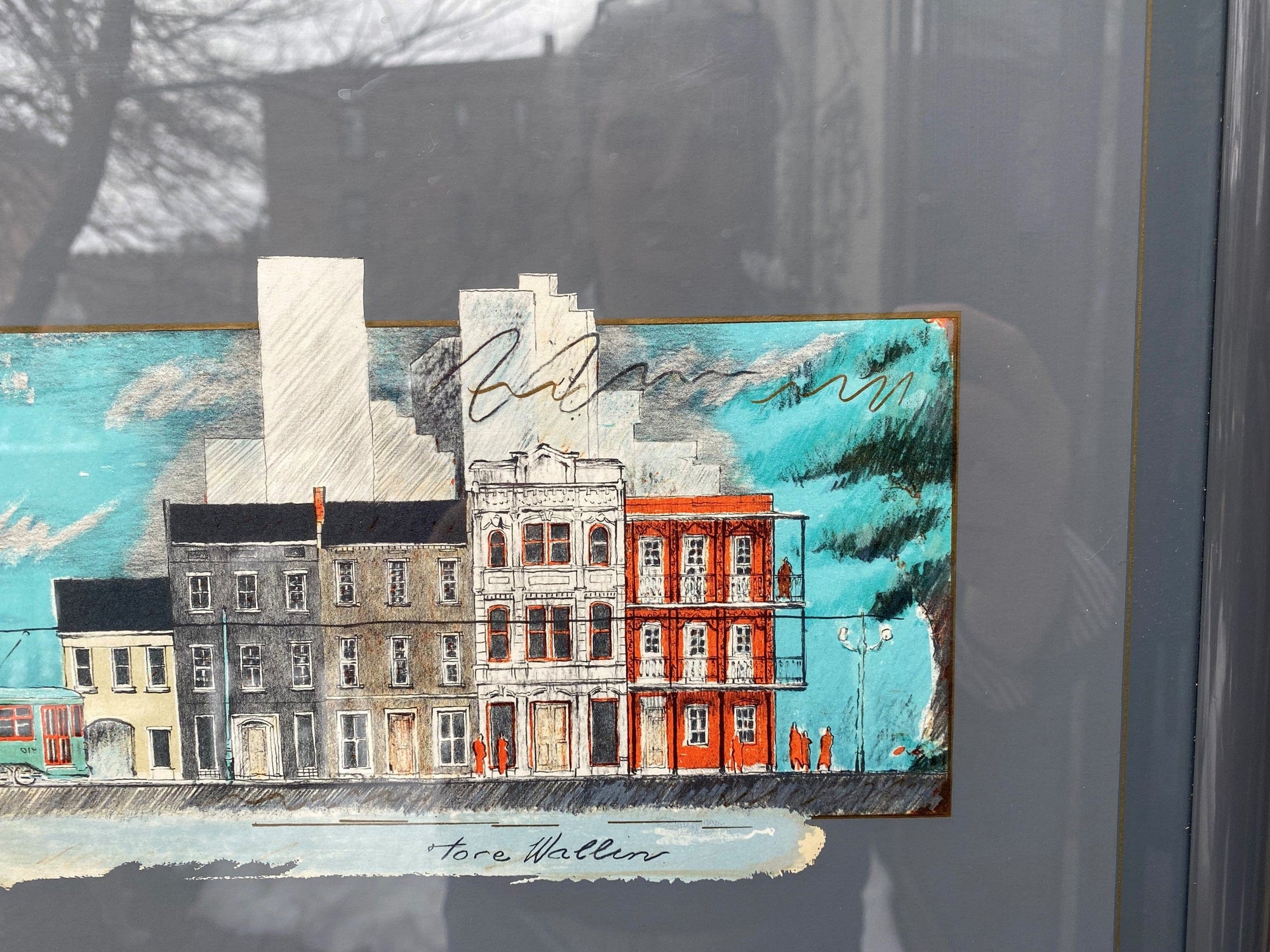 I Like Mike's Mid Century Modern Posters, Prints, & Visual Artwork "Living in New Orleans" Framed Signed Limited Edition Lithograph by Tore Wallen 1984