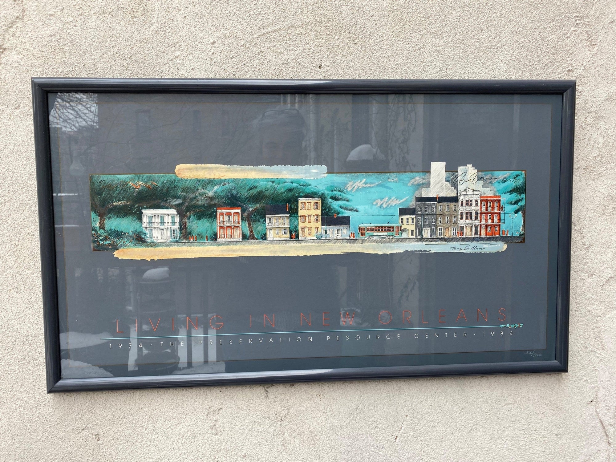 I Like Mike's Mid Century Modern Posters, Prints, & Visual Artwork "Living in New Orleans" Framed Signed Limited Edition Lithograph by Tore Wallen 1984