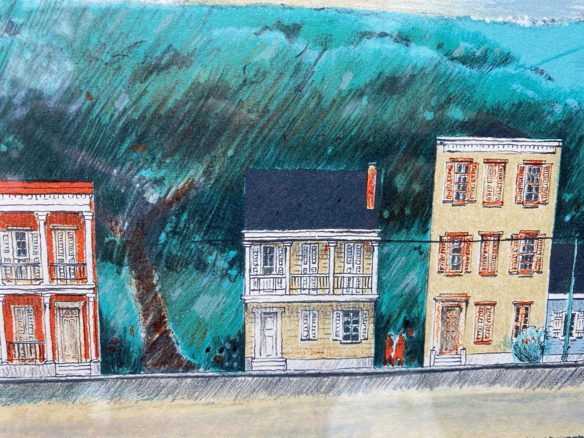 I Like Mike's Mid Century Modern Posters, Prints, & Visual Artwork "Living in New Orleans" Framed Signed Limited Edition Lithograph by Tore Wallen 1984
