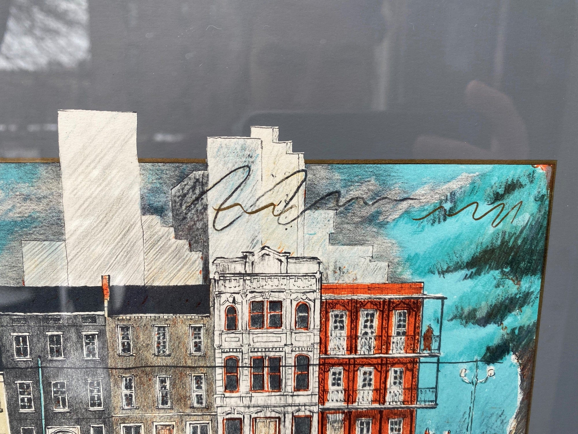 I Like Mike's Mid Century Modern Posters, Prints, & Visual Artwork "Living in New Orleans" Framed Signed Limited Edition Lithograph by Tore Wallen 1984