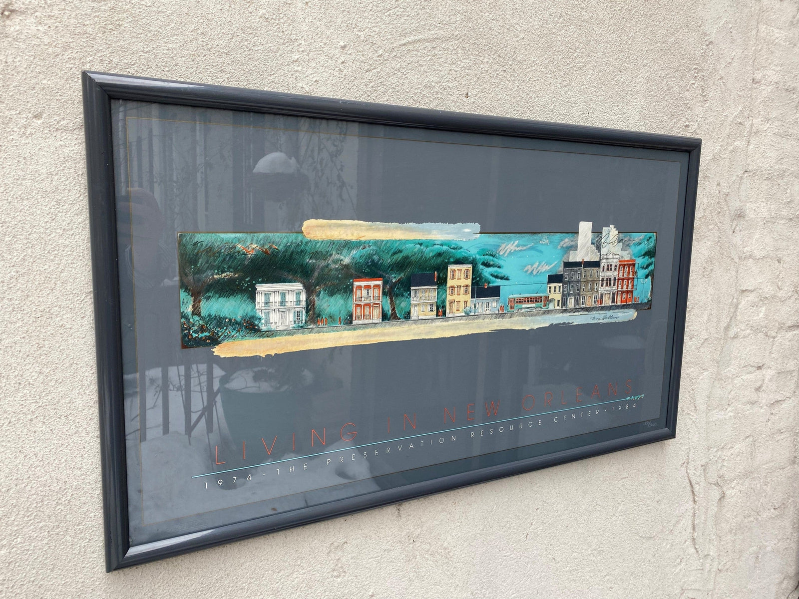 I Like Mike's Mid Century Modern Posters, Prints, & Visual Artwork "Living in New Orleans" Framed Signed Limited Edition Lithograph by Tore Wallen 1984