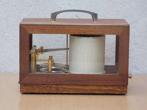 I Like Mike's Mid Century Modern Restored French Maxant Recording Barometer Barograph in Wooden Case