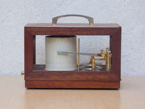 I Like Mike's Mid Century Modern Restored French Maxant Recording Barometer Barograph in Wooden Case