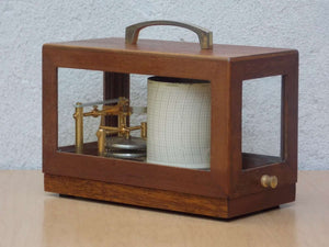 I Like Mike's Mid Century Modern Restored French Maxant Recording Barometer Barograph in Wooden Case