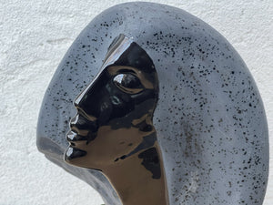I Like Mike's Mid Century Modern Sculptures & Statues Neo Deco Black Ceramic Female Bust in the style of Stargazer by David Fisher