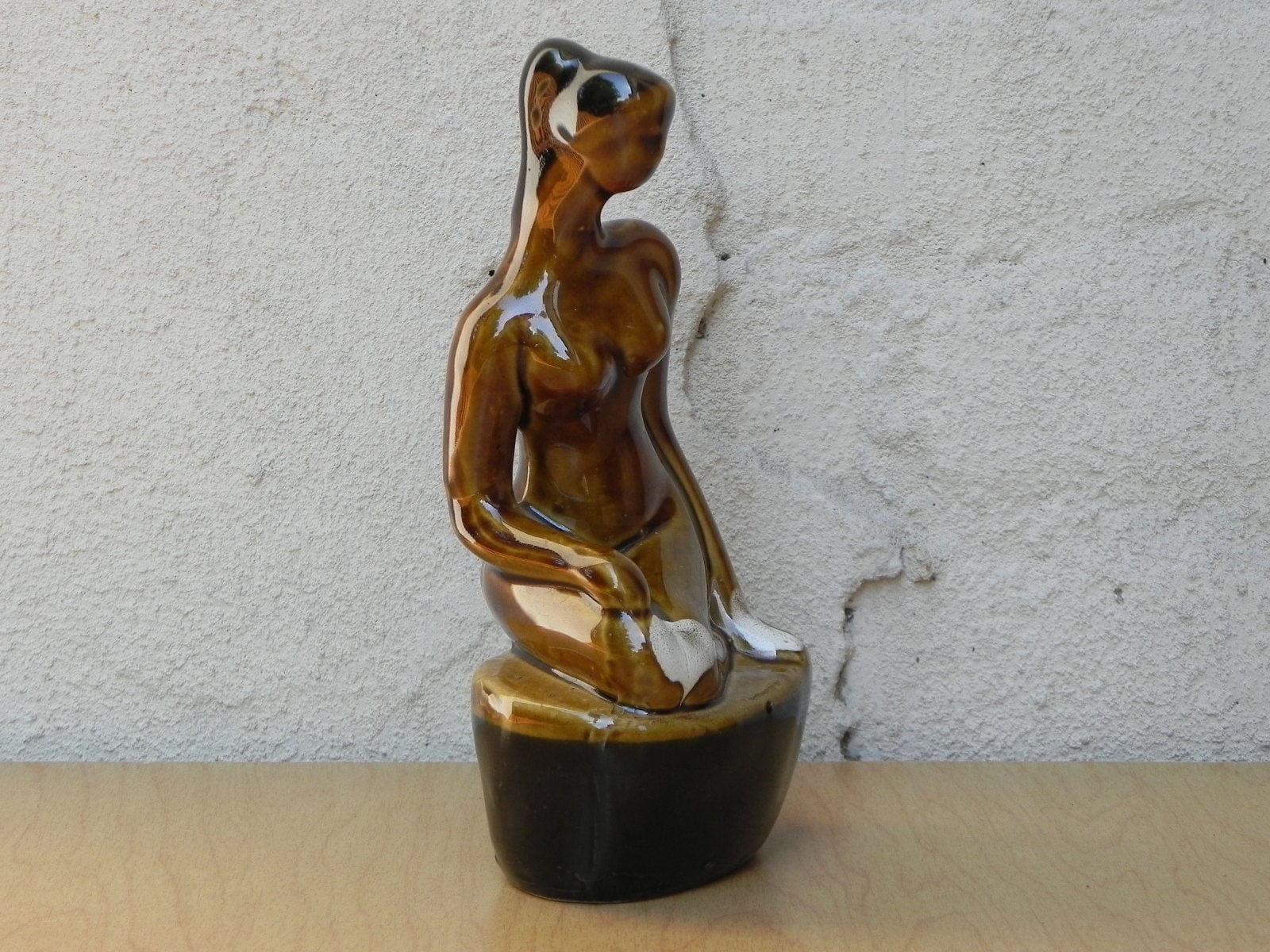 I Like Mike's Mid Century Modern Sculptures & Statues Small Ceramic Glazed Brown Stoneware Female Nude