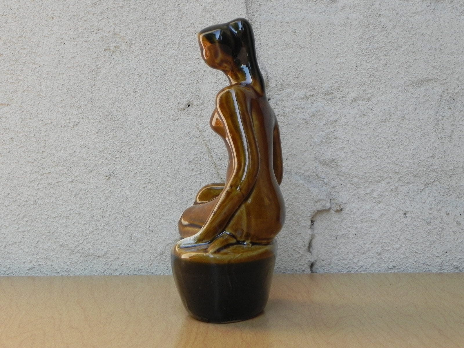 I Like Mike's Mid Century Modern Sculptures & Statues Small Ceramic Glazed Brown Stoneware Female Nude