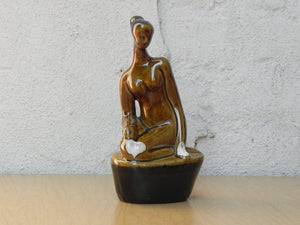 I Like Mike's Mid Century Modern Sculptures & Statues Small Ceramic Glazed Brown Stoneware Female Nude