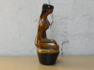 I Like Mike's Mid Century Modern Sculptures & Statues Small Ceramic Glazed Brown Stoneware Female Nude