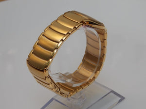 I Like Mike's Mid Century Modern Skagen Women's Round Gold Link Black Face Watch, Push Button Deployment Clasp