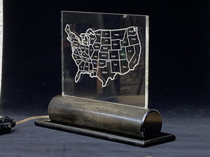 I Like Mike's Mid-Century Modern table lamps Etched Acrylic USA Map TV Lamp with Bakelite Base