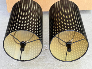 I Like Mike's Mid Century Modern table lamps Pair George Kovacs Slim Black Checkered Shade Metal Table Lamps - Mint Condition