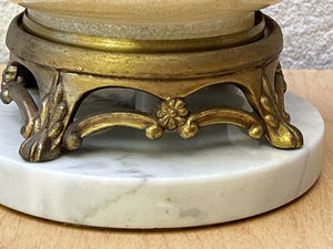 I Like Mike's Mid Century Modern table lamps Pair Mid Century Table Lamps, White Gold Venetian Style Regency with Marble Bases