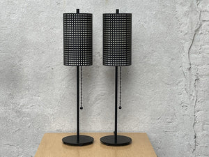 I Like Mike's Mid Century Modern table lamps Pair Slim Black Table Lamps by Kovacs with Metal Black & White Shades