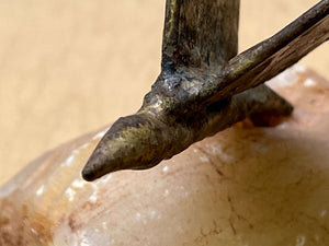 I Like Mike's Mid Century Modern table sculpture Jere Brass Bird in Flight Pink Granite 1968 Signed