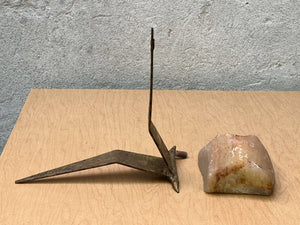 I Like Mike's Mid Century Modern table sculpture Jere Brass Bird in Flight Pink Granite 1968 Signed