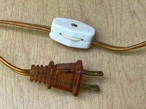 I Like Mike's Mid Century Modern vintage table lamps Pair Small Glass & Brass Boudoir Lamps with Purple Iris Design, 1980s