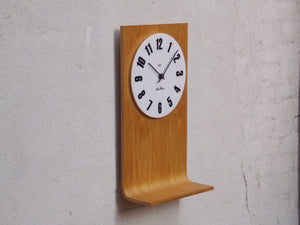 I Like Mike's Mid Century Modern Wall Clocks Lawrence Peabody Bent Oak Wall Clock by Seth Thomas, Quartz, White Lucite Face