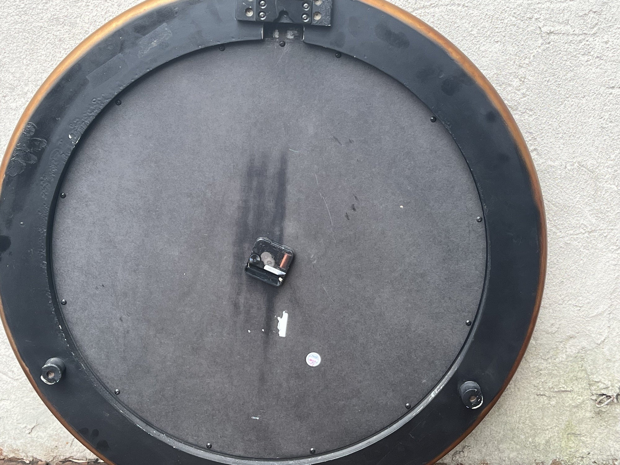 I Like Mike's Mid Century Modern Wall Clocks Oversized Round Wall Clock, Bronze and White with Crackle Finish, 29" Diameter