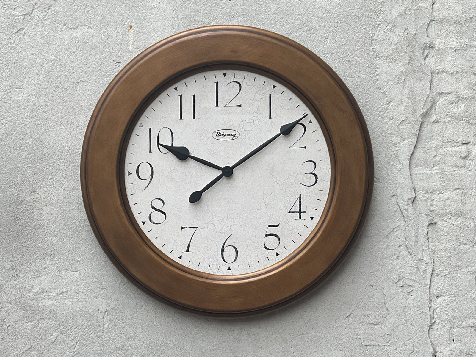 I Like Mike's Mid Century Modern Wall Clocks Oversized Round Wall Clock, Bronze and White with Crackle Finish, 29" Diameter