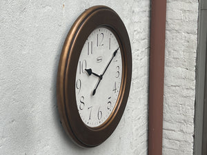 I Like Mike's Mid Century Modern Wall Clocks Oversized Round Wall Clock, Bronze and White with Crackle Finish, 29" Diameter