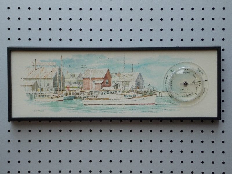 I Like Mike's Mid-Century Modern Wall Decor & Art Airguide Snug Harbor Watercolor Barometer Wall Hanging from 1970s