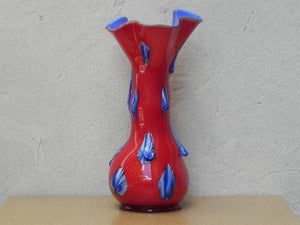 I Like Mike's Mid Century Modern Wall Decor & Art Baijan Large Art Glass Red & Blue Vase