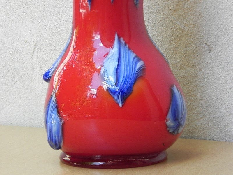 I Like Mike's Mid Century Modern Wall Decor & Art Baijan Large Art Glass Red & Blue Vase