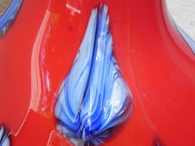 I Like Mike's Mid Century Modern Wall Decor & Art Baijan Large Art Glass Red & Blue Vase
