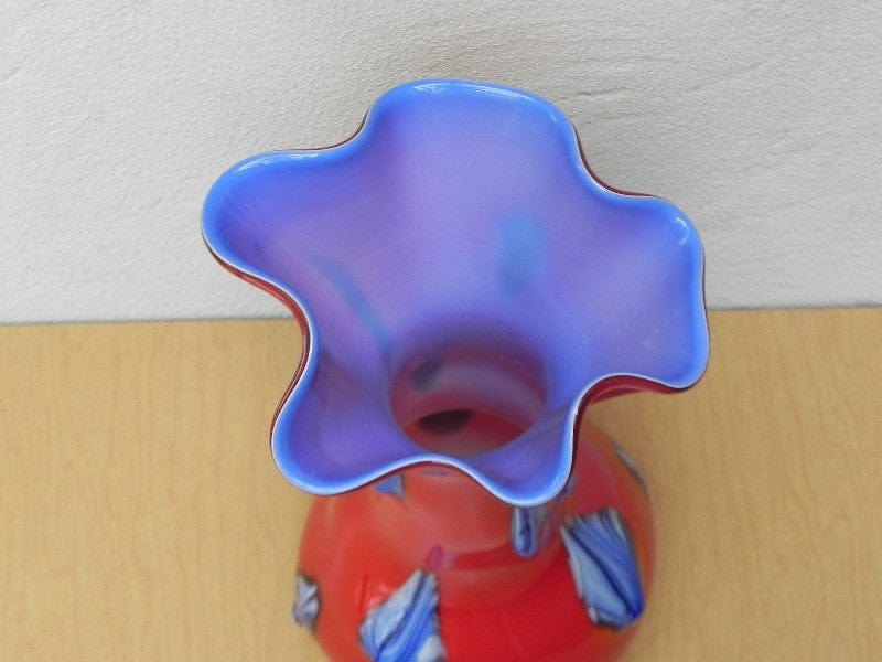 I Like Mike's Mid Century Modern Wall Decor & Art Baijan Large Art Glass Red & Blue Vase