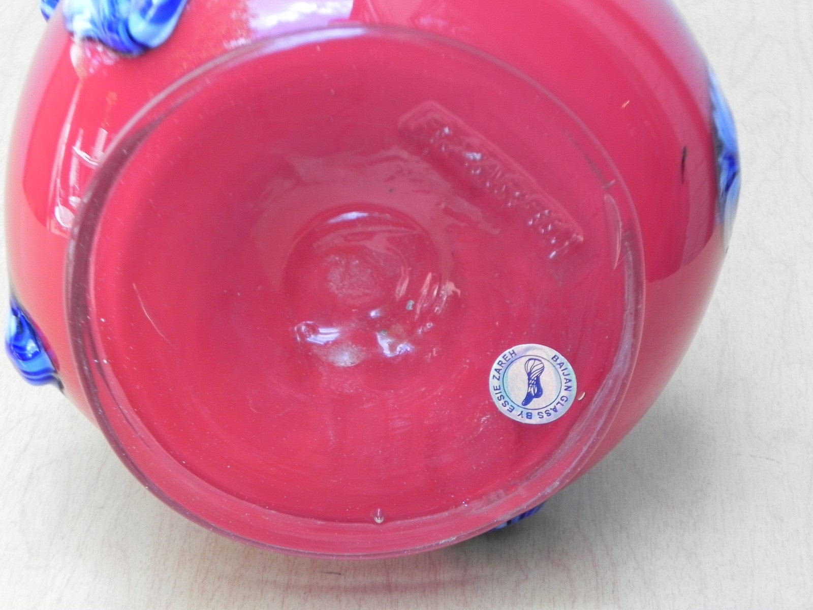 I Like Mike's Mid Century Modern Wall Decor & Art Baijan Large Art Glass Red & Blue Vase