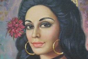 I Like Mike's Mid Century Modern Wall Decor & Art Beautiful Spanish Lady by Cortés Matas Oil on Canvas, Framed, 1940s