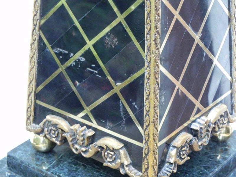 I Like Mike's Mid Century Modern Wall Decor & Art Black Brass & Faux Marble Obelisk Floor Statue