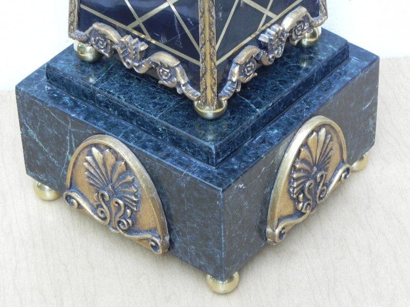 I Like Mike's Mid Century Modern Wall Decor & Art Black Brass & Faux Marble Obelisk Floor Statue