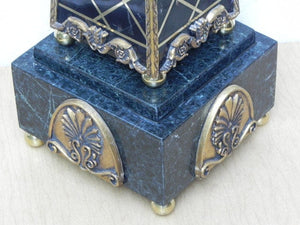 I Like Mike's Mid Century Modern Wall Decor & Art Black Brass & Faux Marble Obelisk Floor Statue