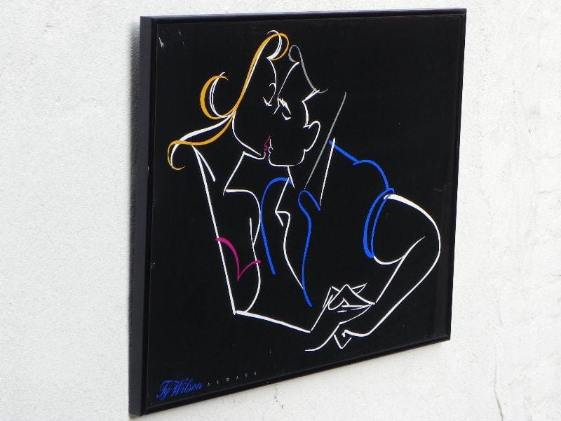 I Like Mike's Mid-Century Modern Wall Decor & Art Black Framed 1980s Man & Woman Kissing "Always" by Ty Wilson