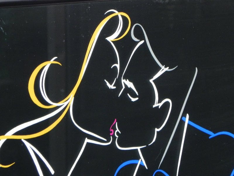 I Like Mike's Mid-Century Modern Wall Decor & Art Black Framed 1980s Man & Woman Kissing "Always" by Ty Wilson
