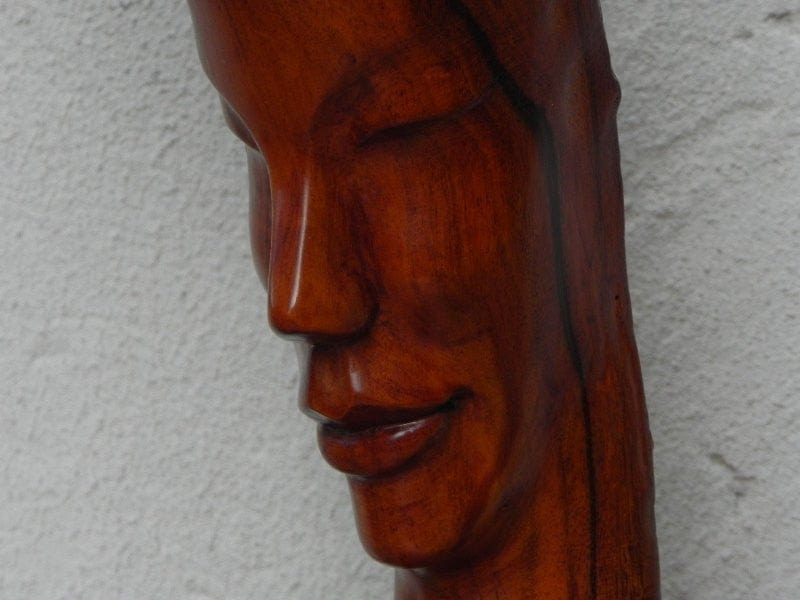 I Like Mike's Mid Century Modern Wall Decor & Art Carved Wood Bust Sculpture with Live Edge, Artisan Made, 1966