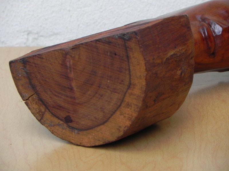 I Like Mike's Mid Century Modern Wall Decor & Art Carved Wood Bust Sculpture with Live Edge, Artisan Made, 1966