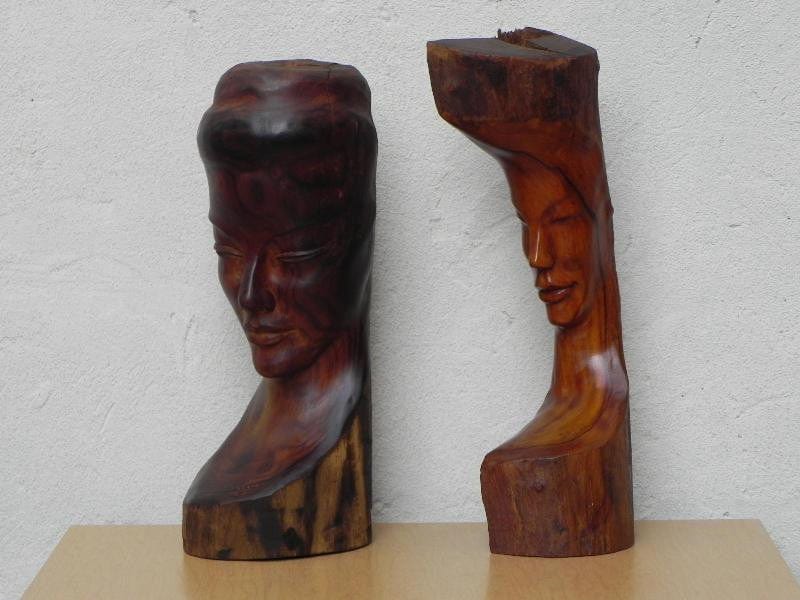 I Like Mike's Mid Century Modern Wall Decor & Art Carved Wood Bust Sculpture with Live Edge, Artisan Made, 1966