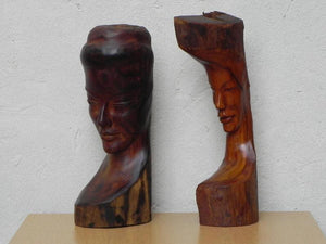 I Like Mike's Mid Century Modern Wall Decor & Art Carved Wood Bust Sculpture with Live Edge, Artisan Made, 1966