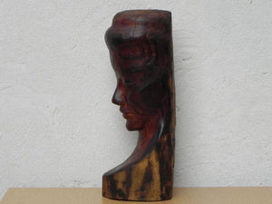 I Like Mike's Mid Century Modern Wall Decor & Art Carved Wood Female Bust Sculpture with Live Edge, Artisan Made, 1962