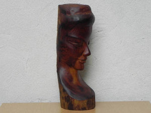 I Like Mike's Mid Century Modern Wall Decor & Art Carved Wood Female Bust Sculpture with Live Edge, Artisan Made, 1962