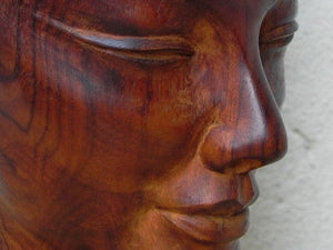I Like Mike's Mid Century Modern Wall Decor & Art Carved Wood Female Bust Sculpture with Live Edge, Artisan Made, 1962