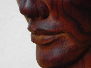 I Like Mike's Mid Century Modern Wall Decor & Art Carved Wood Female Bust Sculpture with Live Edge, Artisan Made, 1962